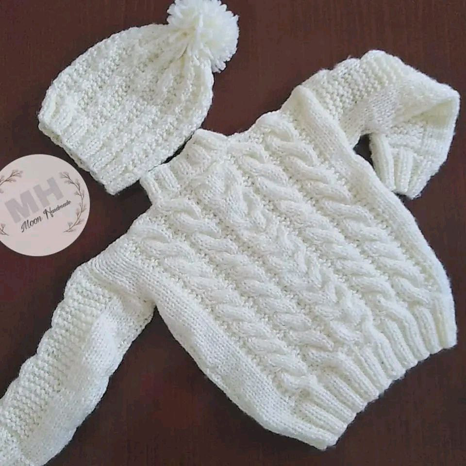 Pull & chapeau bébé en laine